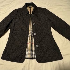 Burberry Black Quilted Utility Jacket with Plaid Lining
